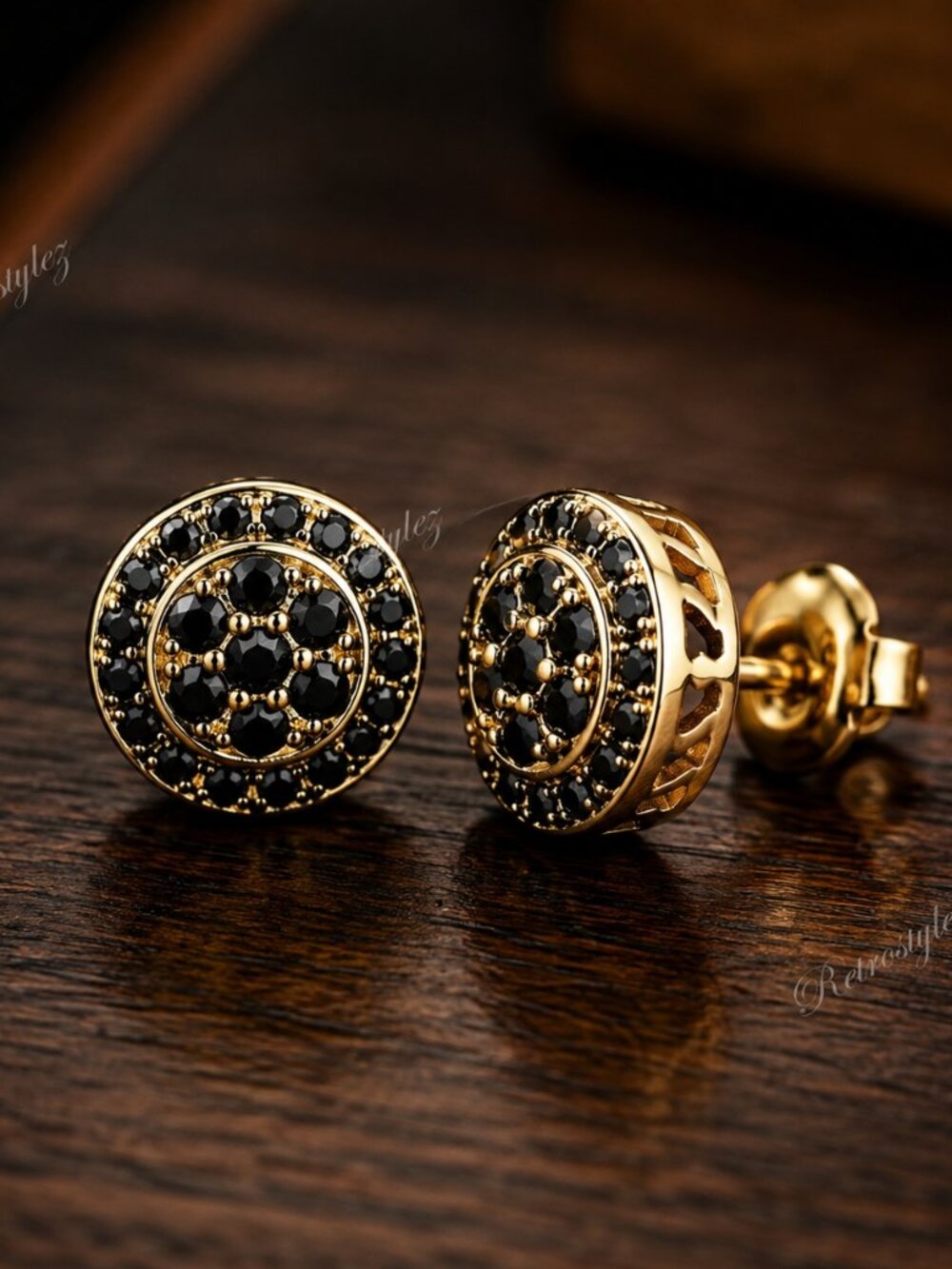 14K Gold Womens 2ct Black Diamond Round Stud Earrings Ladies 14 K Silver Studs